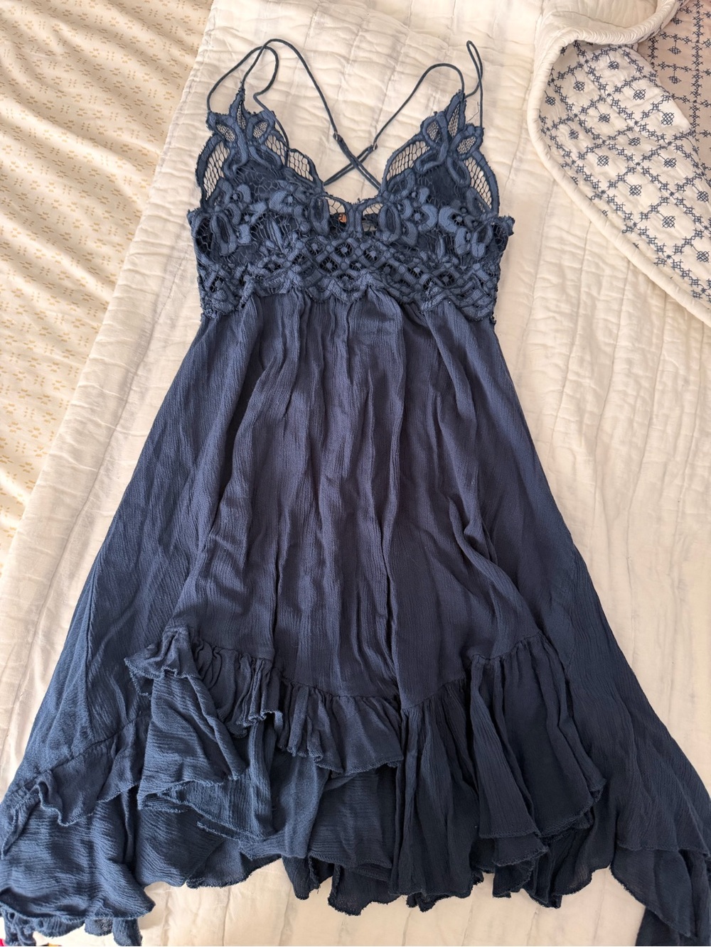 Free people Women's Blue Lace-Detail dress
